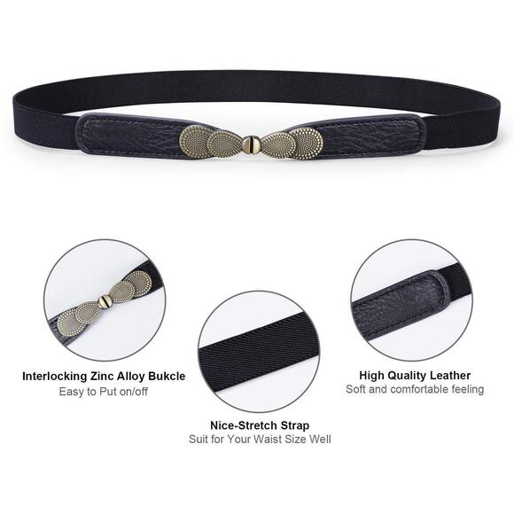 Women Skinny Elastic Stretch Belt For Dresses Retro Ladies Waist Vintage 1394 - Picture 4 of 6